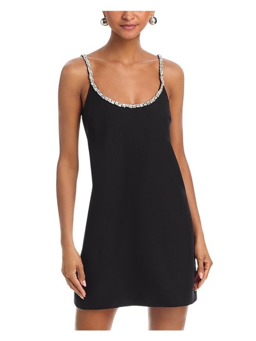 NWT Aqua Crystal Trim Shift Dress IDO12870 Black L